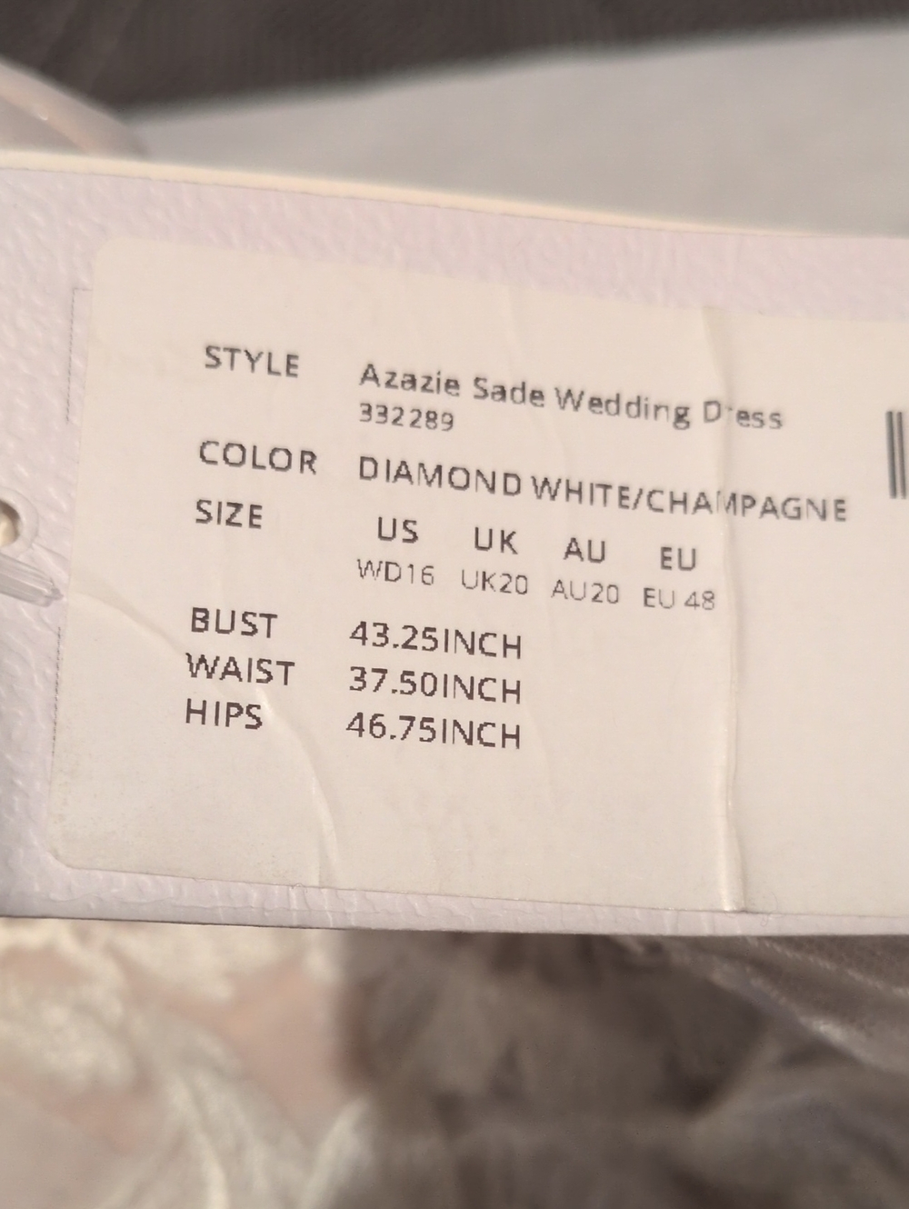 Azazie Diamond White/Champagne Floral Embroidered Wedding Dress - Picture 13 of 13